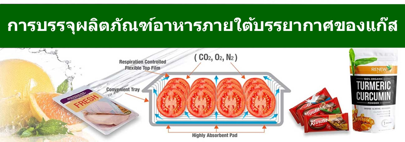 การบรรจุผลิตภัณฑ์ให้อยู่ภายใต้บรรยากาศของแก๊สชนิดใดชนิดหนึ่งหรือหลายชนิด